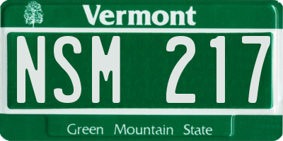 VT license plate NSM217