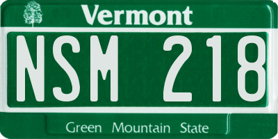 VT license plate NSM218