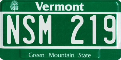VT license plate NSM219