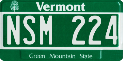 VT license plate NSM224