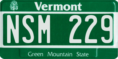 VT license plate NSM229