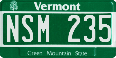 VT license plate NSM235