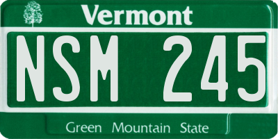 VT license plate NSM245