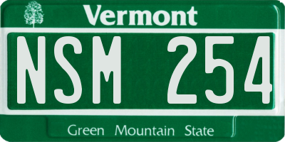 VT license plate NSM254