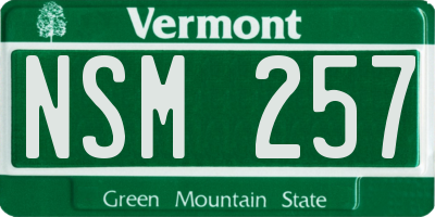 VT license plate NSM257