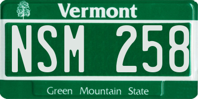 VT license plate NSM258