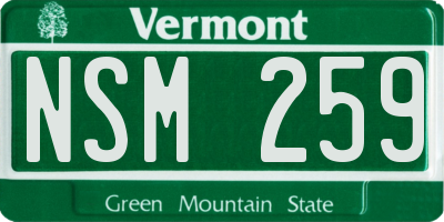 VT license plate NSM259