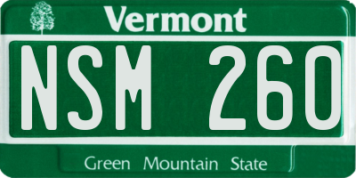 VT license plate NSM260