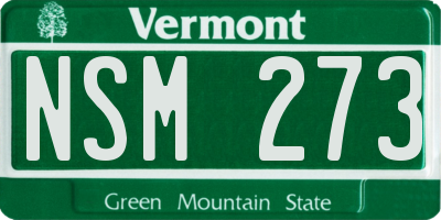 VT license plate NSM273