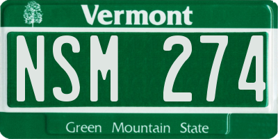 VT license plate NSM274