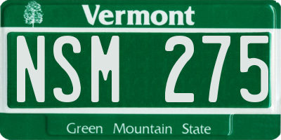 VT license plate NSM275