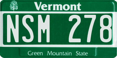 VT license plate NSM278