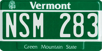 VT license plate NSM283