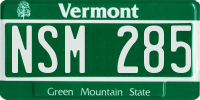 VT license plate NSM285