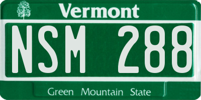 VT license plate NSM288