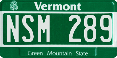 VT license plate NSM289