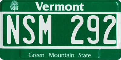 VT license plate NSM292
