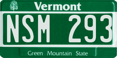 VT license plate NSM293