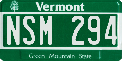 VT license plate NSM294