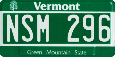 VT license plate NSM296