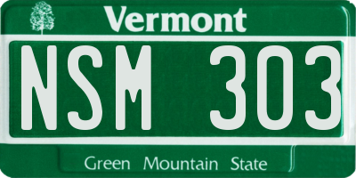 VT license plate NSM303