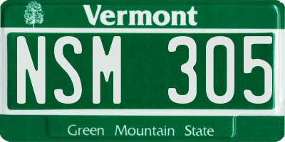VT license plate NSM305