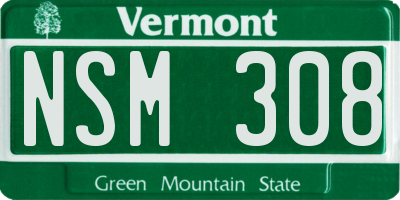 VT license plate NSM308