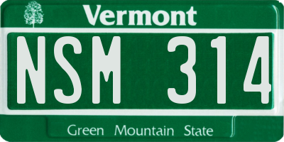 VT license plate NSM314
