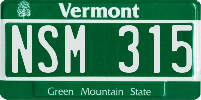 VT license plate NSM315