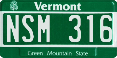 VT license plate NSM316