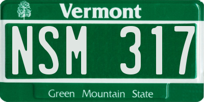 VT license plate NSM317
