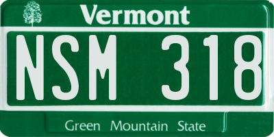 VT license plate NSM318