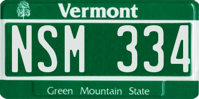 VT license plate NSM334