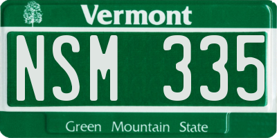 VT license plate NSM335