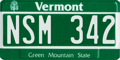 VT license plate NSM342