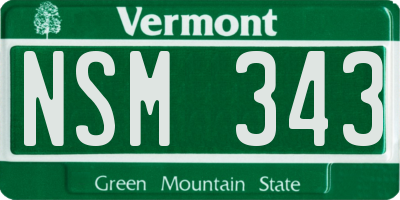 VT license plate NSM343