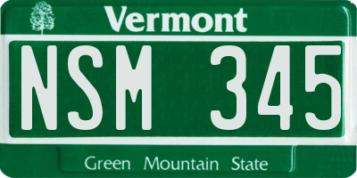 VT license plate NSM345