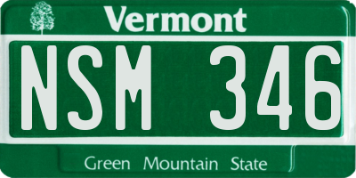VT license plate NSM346