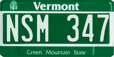 VT license plate NSM347