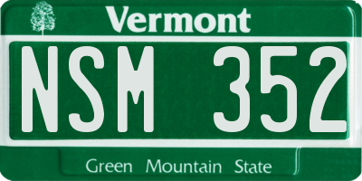 VT license plate NSM352