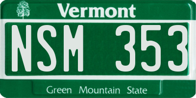 VT license plate NSM353