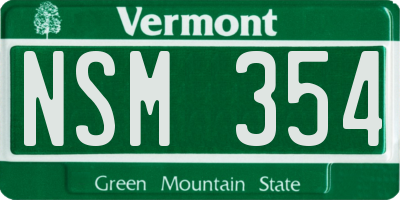 VT license plate NSM354
