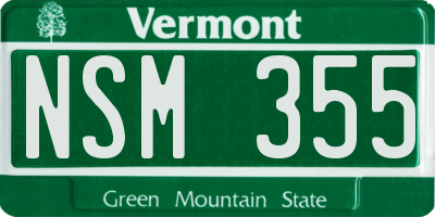 VT license plate NSM355