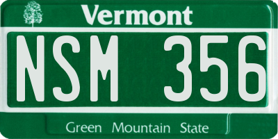 VT license plate NSM356