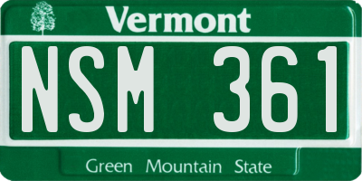 VT license plate NSM361