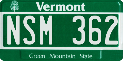 VT license plate NSM362