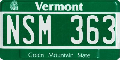 VT license plate NSM363