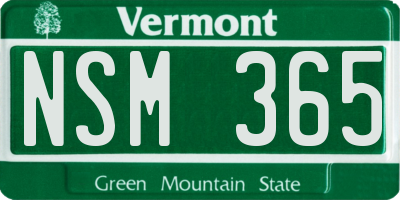VT license plate NSM365