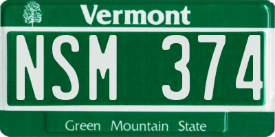 VT license plate NSM374