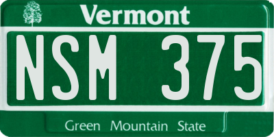 VT license plate NSM375